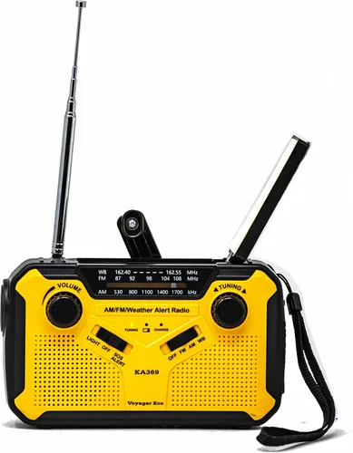 Vista 2 de Kaito Voyager ECO Radio de emergencia KA369 AM/FM NOAA Alerta meteorológica de 5 vías con manivela solar receptor de radio con linterna LED