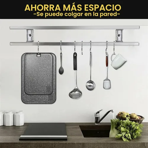 Vista 7 de Tabla de cortar de plástico apta para lavavajillas, 2 tablas de cortar grande para carne con ranuras para jugos, antideslizante, reversible y apta