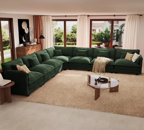 Vista 35 de ELUCHANG Sofá Seccional Modular en Forma de L de 113 pulgadas, cómodo sofá nube de 4 asientos con otomana móvil, sofá de asiento profundo para sala