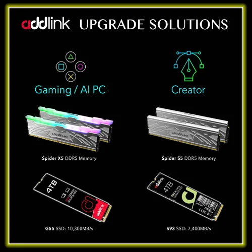 Vista 6 de Addlink G55 1TB PCIe 5.0 Gen5 NVMe M.2 SSD - Hasta 10,200 MB/s - Actualización de juegos de PC, fotografía, edición y diseño de video - Unidad