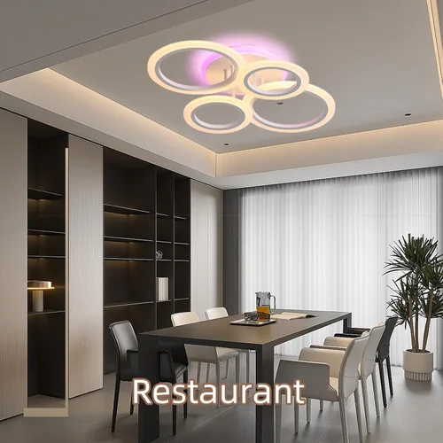Vista 9 de Lámpara de techo moderna de montaje empotrado, regulable, 4 anillos, lámpara de cocina para sala de estar, dormitorio, lavandería, 3000-6000 K