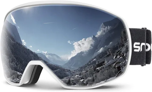 Vista 11 de Gafas de esquí para hombres y mujeres con protección UV, lente doble antivaho 09 B-3#gris