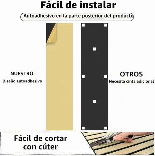 Vista 2 de Art3dwallpanels Paquete de 10 paneles acústicos, paneles de pared insonorizados de 48" X 12" X 0.43", tratamiento acústico autoadhesivo de alta