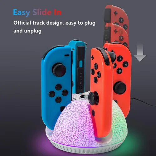 Vista 4 de Controller Charger for Nintendo Switch 1 Joy Con, Charging Dock for 4 Joycon Controllers, Charging Station Compatible with Switch OLED Accessories