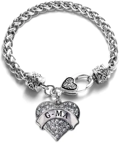 Vista 150 de Pulsera de plata con dije de corazón pavé con joyas de circonita cúbica