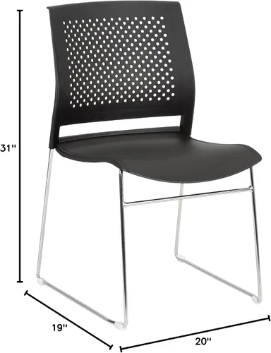 Vista 14 de Norwood Silla apilable de oficina con base de trineo cromado, con respaldo perforado (paquete de 5)