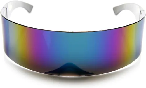 Vista 16 de zeroUV - 80s Futuristic Cyclops Cyberpunk Visor Sunglasses with Semi Translucent Mirrored Lens Shield Sunglasses
