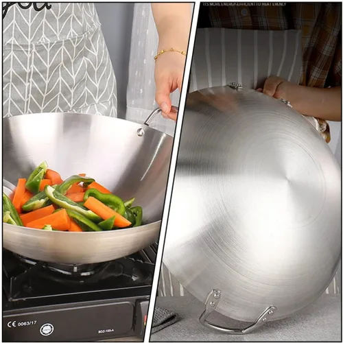 Vista 5 de 1 unids Olla de cocina duradera de acero inoxidable Wok Sartén para uso doméstico