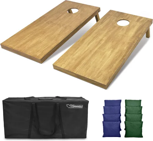 Vista 34 de GoSports 4 ft x 2 ft Regulation Size Wooden Cornhole Boards Set with Light Brown Finish - Includes Carrying Case and Bean Bags Negro- gris