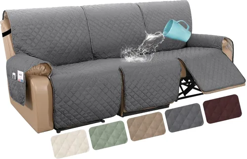 Vista 7 de H.VERSAILTEX Funda reclinable 100% impermeable de 1 pieza para sofá reclinable de 3 cojines, funda protectora de muebles con respaldo antideslizante