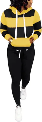 Vista 2 de Runwind Trajes de dos piezas para mujer, sudadera con capucha de 2 piezas con bolsillos