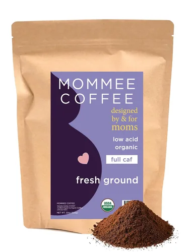 Vista 12 de Mommee Coffee Café molido descafeinado bajo en ácido, granos de café descafeinado 100% orgánico arábica con sabor a caramelo suave, molido medio