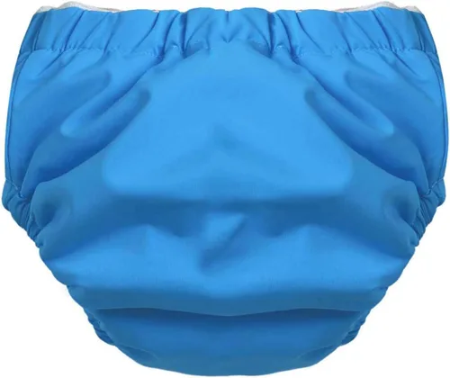 Vista 2 de iiniim Pañales de natación reutilizables para bebés niños y niñas, pañales lavables para piscina, pantalones de natación, color azul, de 12 a 18