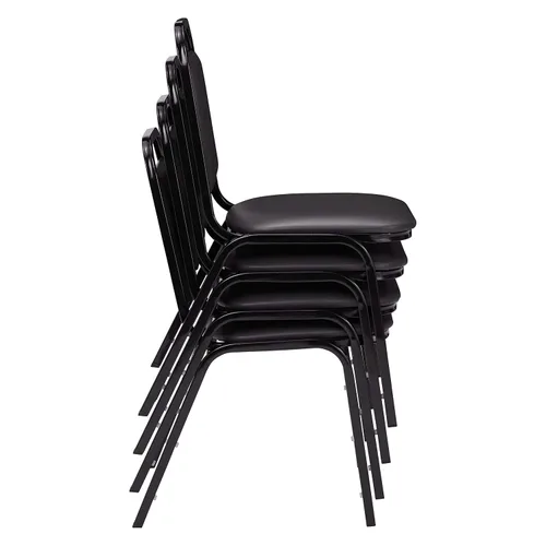 Vista 6 de National Public Seating NPS Serie 9100 Silla apilable de vinilo, Panther Black/Black, paquete de 4 (9110-B/4)
