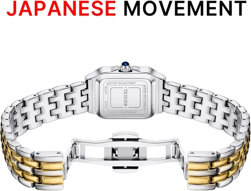 Vista 3 de Relojes pequeños de oro para mujer, relojes vintage con esfera romana para mujer, reloj analógico de caja rectangular para mujer