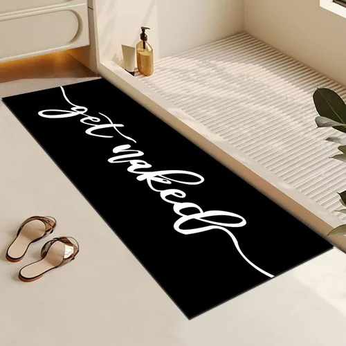 Vista 13 de MUGINYU Get Naked Tapete de Baño, Alfombrillas de Baño Modernas y Divertidas en Blanco y Negro de Secado Rápido Absorbentes Antideslizantes Delgadas