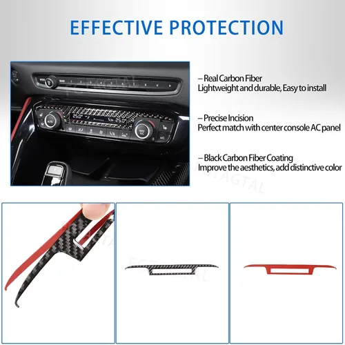 Vista 4 de Marco de panel de interruptor de aire acondicionado de fibra de carbono suave compatible con Toyota Supra GR A90 A91 MK5 2019-2026, consola central