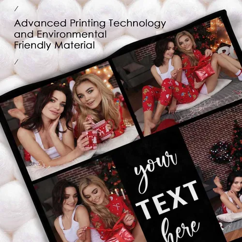 Vista 5 de InterestPrint Manta personalizada con nombre, 6 fotos, manta personalizada para aniversario, boda, para marido, esposa, amantes, 6 tamaños
