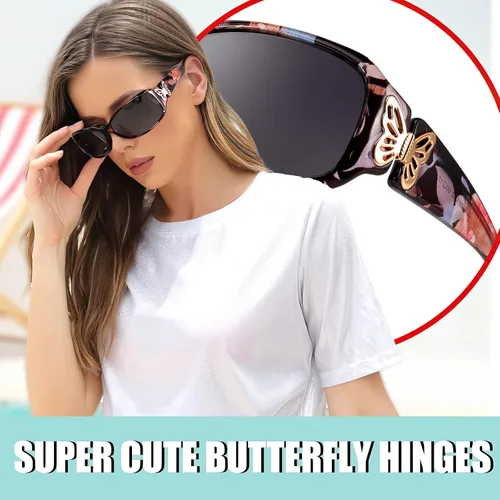 Vista 3 de FIMILU Gafas de sol polarizadas para mujer, protección UV400, gafas envolventes de moda, decoración de mariposa, accesorios de moda
