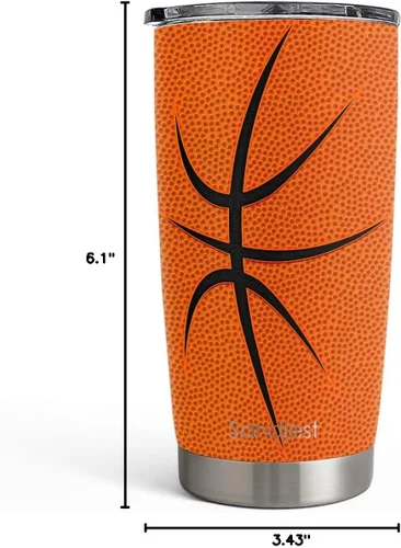 Vista 8 de SANDJEST Vaso de baloncesto con aislamiento de acero inoxidable de 20 onzas, taza de café de viaje, vasos deportivos, regalos para amantes