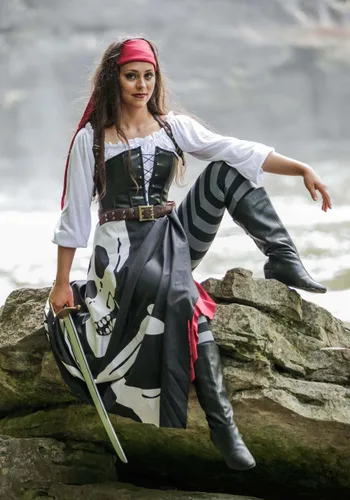 Vista 14 de Disfraz de gitana de bandera pirata para mujer Multicolor