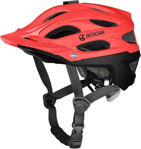 Vista 11 de Casco de bicicleta de montaña Bosoar, casco de ciclismo para adultos con soporte para cámara y visera desmontable para hombres, mujeres y jóvenes