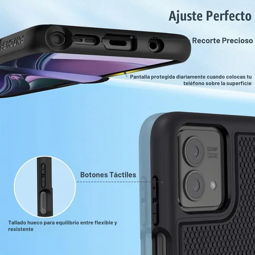 Vista 7 de FNTCASE Funda para Moto G-Stylus 2023: doble capa antideslizante a prueba Negro