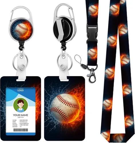 Vista 34 de Cordones azul bebé para llaves Portador de Insignias, Carrete de Insignias Retráctil con Clip de Mosquetón y Cordón Desmontable, Linda Tarjeta