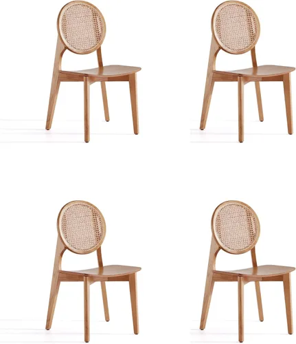 Vista 9 de Manhattan Comfort Versalles - Silla de comedor de ratán, respaldo redondo de mimbre con marco de madera maciza de fresno, sillas totalmente