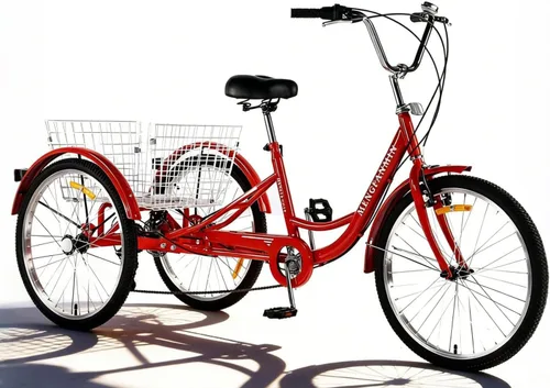 Vista 11 de Triciclo para adultos de 24 pulgadas, 7 velocidades, 3 ruedas con cestas traseras para mujeres/hombres/personas mayores, picnic, ejercicio, compras