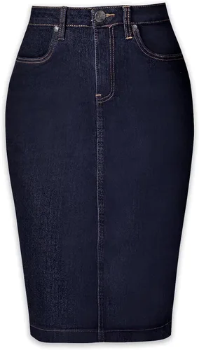 Vista 4 de Lexi - Falda de mezclilla elástica para mujer súper cómoda y de ajuste perfecto