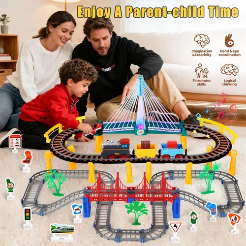 Vista 2 de Letapapa Juego de tren eléctrico para niños de 4 a 8 años, regalos de Navidad y cumpleaños para niños de 3 4 5 6 años, vías de tren para niños
