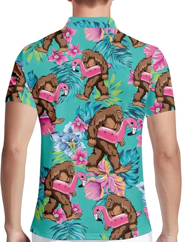 Vista 2 de HIVICHI Divertidas camisas de golf para hombre, diseño de estampado loco, colorido, salvaje, novedoso, que absorbe la humedad, polo para hombre