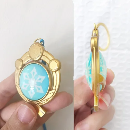 Vista 3 de KattyStory Genshin Impact Inazuma and Snezhnaya Vision - Llavero con diseño de personajes de juego, accesorios para colgar en el juego