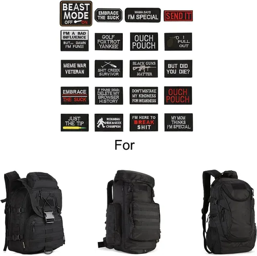 Vista 4 de WZT - Set de 20 parches divertidos de diseño bordado estilo táctico militar; para gorras, bolsos, mochilas, ropa, chalecos, uniformes militares