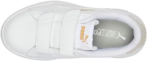 Vista 4 de PUMA - Zapatos preescolares Smash V2 Metallics V, Blanco