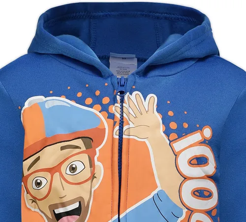 Vista 3 de Blippi Sudadera con capucha y cremallera para niños pequeños y niños grandes - Azul