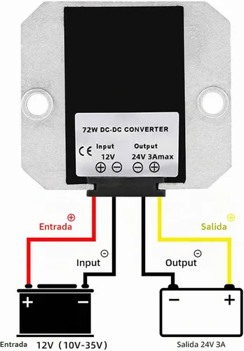Vista 4 de Convertidor de aumento de voltaje CC, 12 V escalón hasta 24 V 3 A 72 W, convertidor de módulo de fuente de alimentación transformador de impulso
