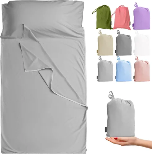 Vista 19 de Forro de saco de dormir 100% algodón con cremallera, sábana de viaje para adultos, para hoteles, camping, excursionistas, colchón, caravana, sofá