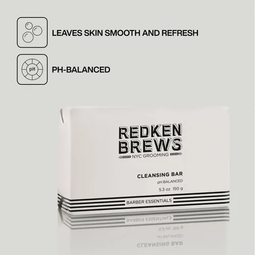 Vista 4 de Redken Brews Barra de limpieza para hombre, jabón multiusos para rostro y cuerpo para todo tipo de piel de hombre, hidratante y desodorizante