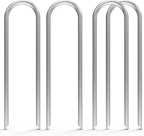 Vista 10 de MySit Paquete de 80 estacas de jardín de 4 pulgadas, estacas de riego por goteo galvanizadas en forma de U, estacas de tierra para manguera