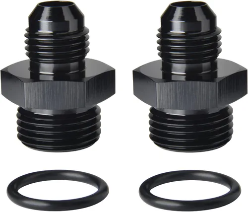 Vista 18 de 4AN macho a 4AN ORB con junta tórica Boss adaptador de riel de bomba de combustible de aluminio negro