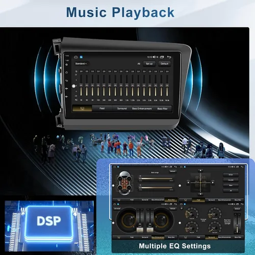 Vista 6 de 6G+128G+Octa-Core para Honda Civic 2012 2013 2014 2015 Juego de coche inalámbrico Android Auto Android Car Stereo,9 pulgadas IPS pantalla táctil