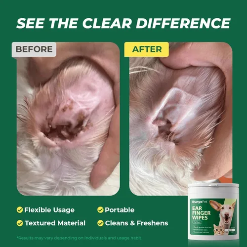 Vista 3 de Toallitas de limpieza de oídos para perros y gatos, toallitas suaves prehumedecidas para eliminar suavemente la cera y la suciedad, formulación a