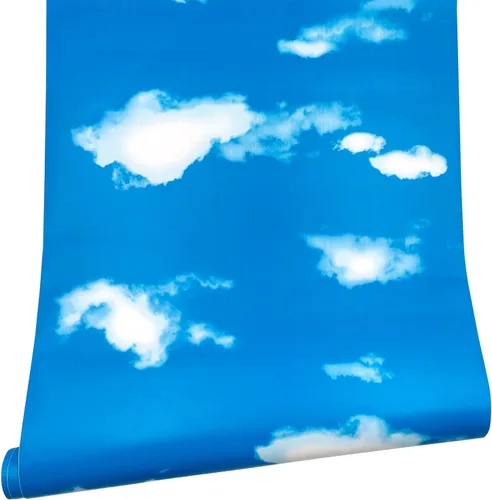 Vista 8 de Yifely Blue Sky White Clound - Papel tapiz de vinilo autoadhesivo para dormitorio, sala de estar, 17 x 118 pulgadas
