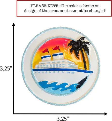 Vista 2 de Adorno de Navidad personalizado de crucero 2025 Decoración de árbol de Navidad de viaje de vacaciones de crucero – Regalo de recuerdo de carnaval