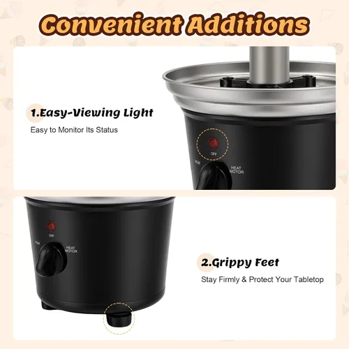 Vista 3 de Fuente de chocolate, fuente de fiesta de acero inoxidable de 3 niveles con bandeja de alimentos y tenedor, máquina eléctrica de fuente de fondue