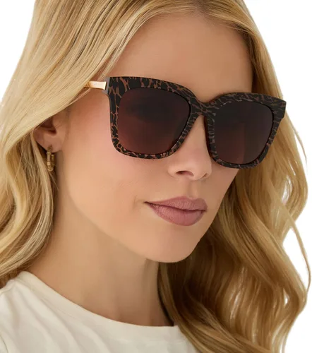 Vista 6 de DIFF Bella - Lentes de sol cuadrados para mujer, protección UV400, diseño de gran tamaño, a la moda, incluye estuche de viaje