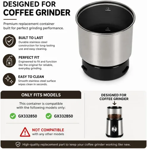 Vista 3 de Molinillo de café de repuesto compatible con KRUPS FS-9100037991, taza de tazón con cuchilla y acoplamiento de unidad, compatible con Silent Vortex