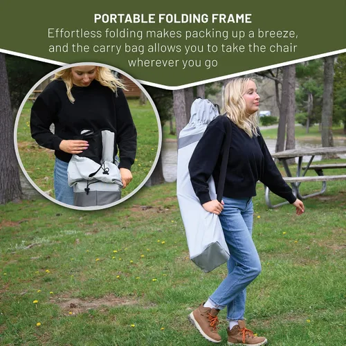 Vista 8 de TIMBER RIDGE Silla plegable de campamento para adultos, sillas plegables de aluminio con respaldo alto con organizador de tazas y reposacabezas
